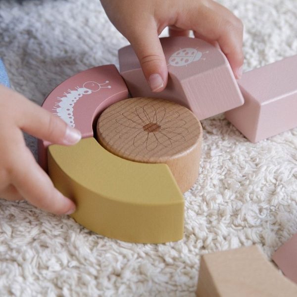 Carretto primi passi + set costruzioni rose Little Dutch