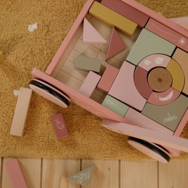 Carretto primi passi + set costruzioni rose Little Dutch