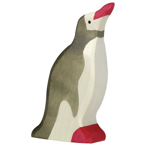 Figura legno Pinguino imperatore testa su - Holztiger