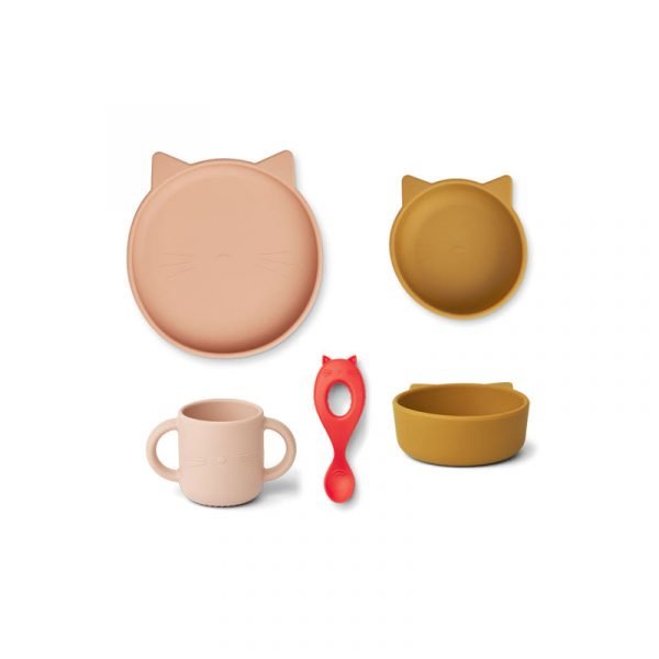 Set pappa silicone Vivi 4 pack baby cat rose LIEWOOD