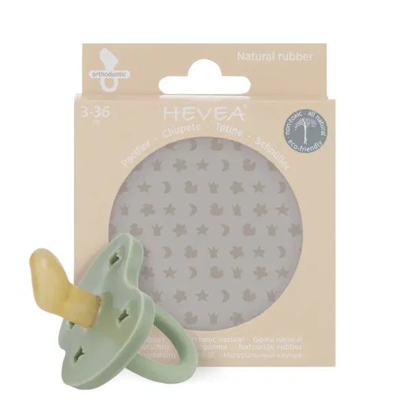 Ciuccio ortodontico in gomma naturale moos green 3-36 mesi Hevea