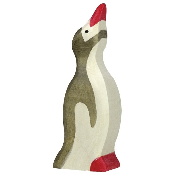 Figura legno Pinguino piccolo testa su - Holztiger