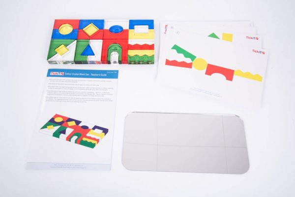 Set costruzioni + schede lavoro Color Crystal block Tickit