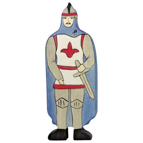 Figura legno Cavaliere mantello blu - Holztiger