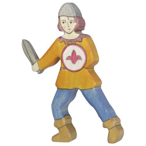 Figura legno giovane Cavaliere con spada - Holztiger