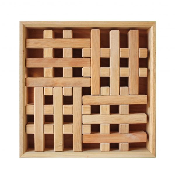Set costruzioni griglia legno naturale 12 pezzi Bauspiel