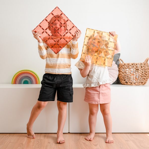 Connetix tiles costruzioni magnetiche 2 Pezzi Base Plate Peach Pack