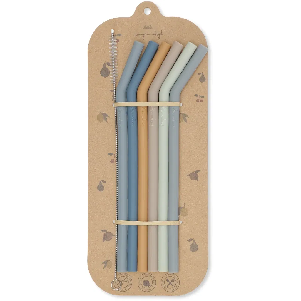 Set 6 cannucce silicone straw blue Konges sløjd - Babookidsdesign