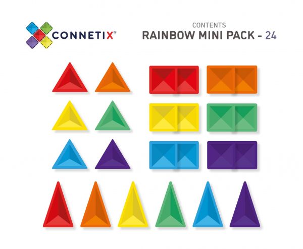 Connetix tiles costruzioni magnetiche 24 pezzi Rainbow Mini Pack