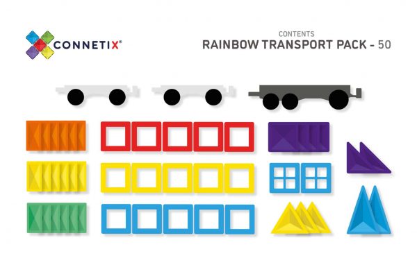Connetix tiles costruzioni magnetiche 50 Pezzi Rainbow Transport Pack