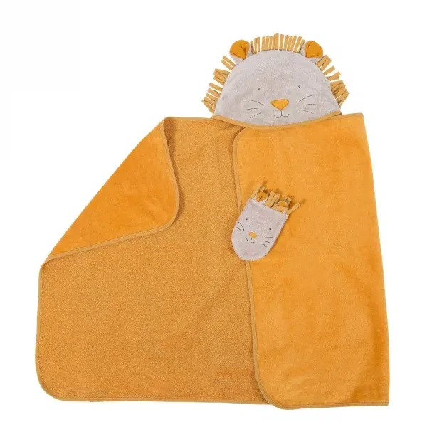 Accappatoio + guanto Leone Sous mon Baobab Moulin Roty