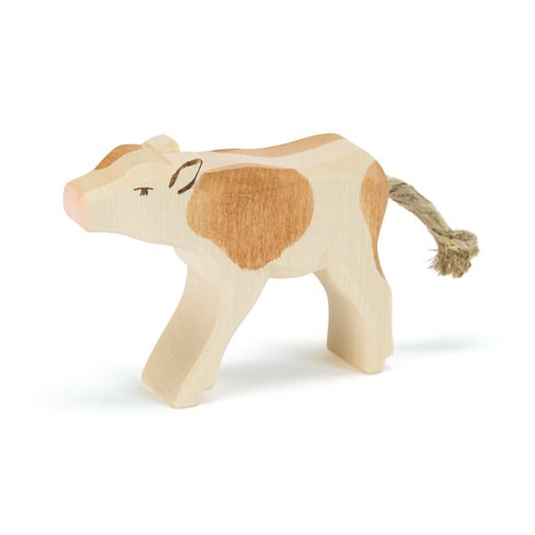 Figura legno vitello pezzato che ciuccia - Ostheimer