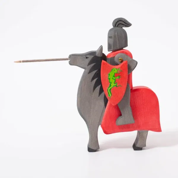 Set figure legno Cavaliere nero con cavallo - Ostheimer
