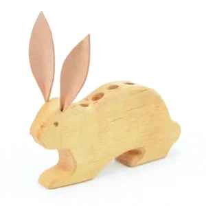 Porta matite coniglio in legno massello Drei Blatter