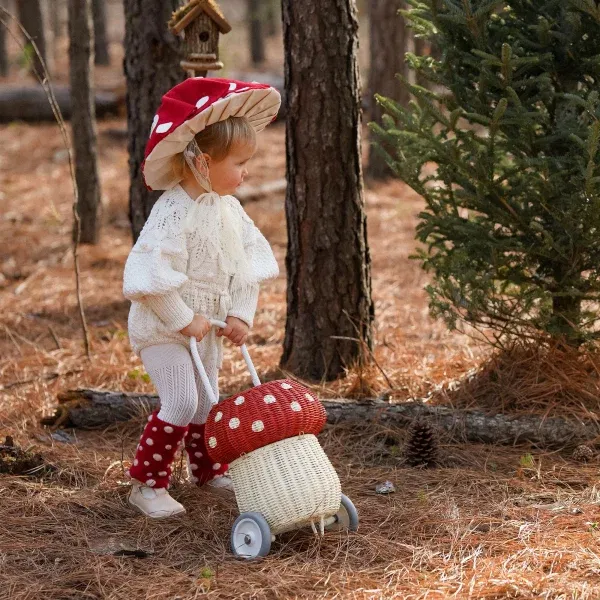 Rattan Mushroom Luggy red OlliElla