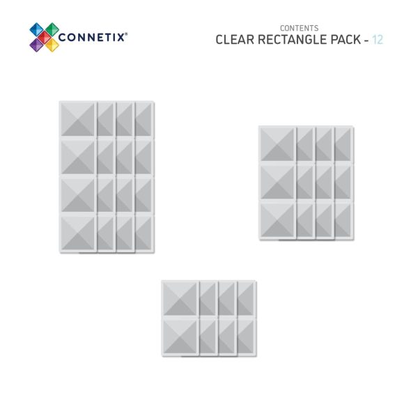 Connetix tiles costruzioni magnetiche 12 Pezzi Clear Rectangle Pack