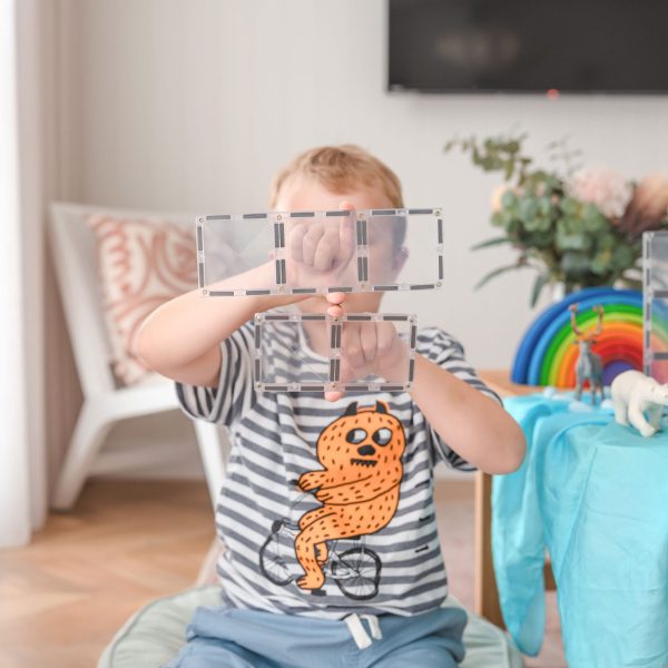 Connetix tiles costruzioni magnetiche 12 Pezzi Clear Rectangle Pack