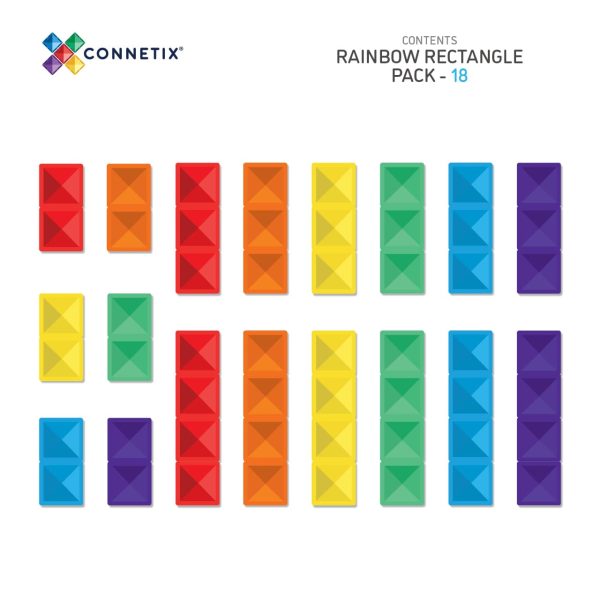 Connetix tiles costruzioni magnetiche 18 Pezzi Rainbow Rectangle Pack