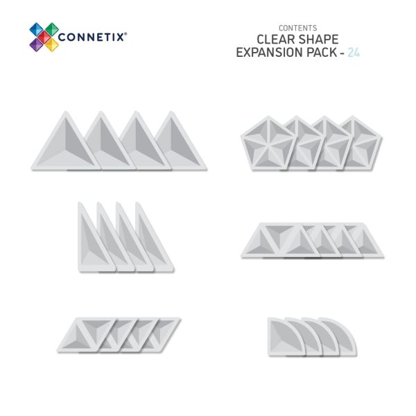 Connetix tiles costruzioni magnetiche 24 Pezzi Clear Shape Expansion