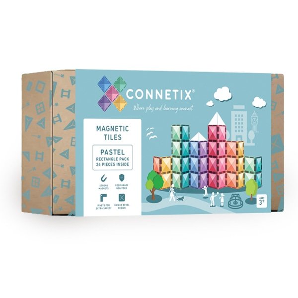 Connetix tiles costruzioni magnetiche 24 Pezzi Pastel Rectangle Pack