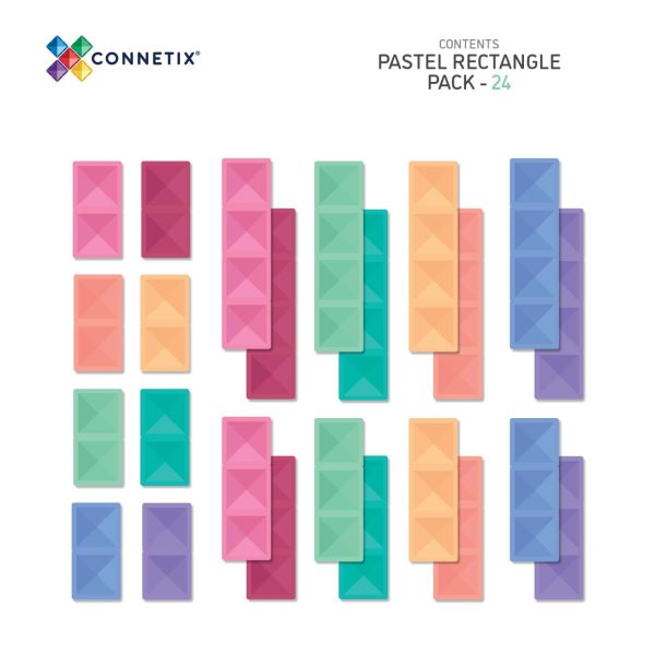 Connetix tiles costruzioni magnetiche 24 Pezzi Pastel Rectangle Pack