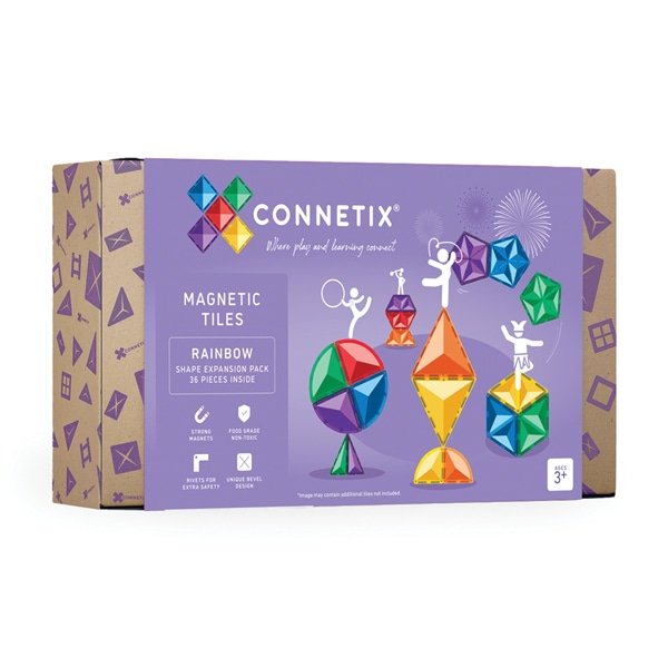 Connetix tiles costruzioni magnetiche 36 Pezzi Rainbow Shape Expansion