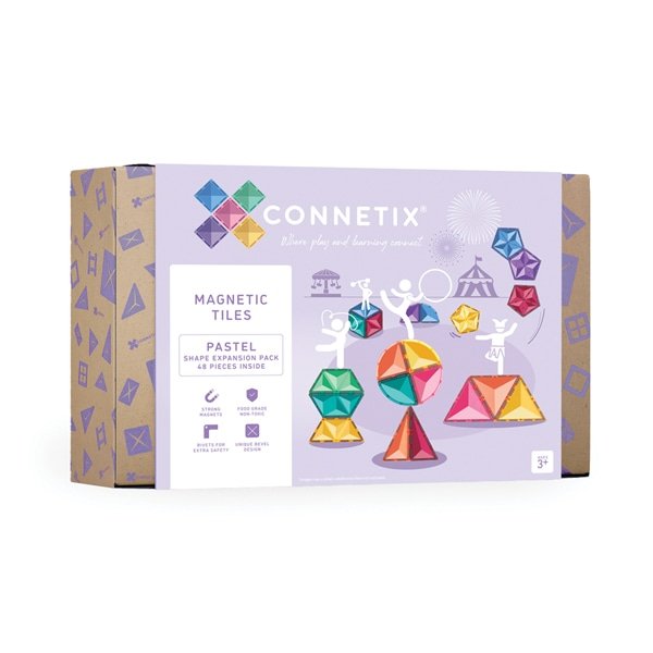 Connetix tiles costruzioni magnetiche 48 Pezzi Pastel Shape Expansion