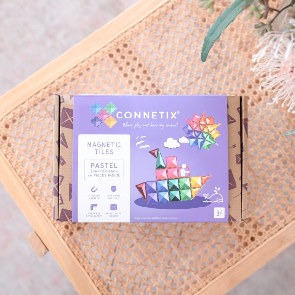Connetix tiles costruzioni magnetiche 64 Pezzi Pastel Starter Pack + CARTE