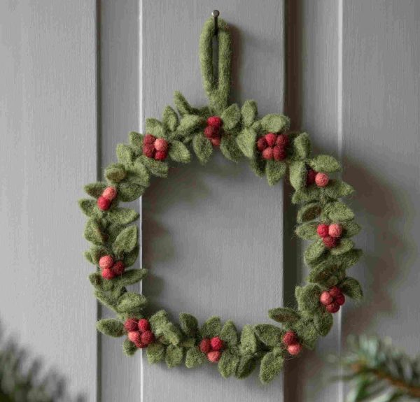 Ghirlanda con bacche in feltro 19 cm Natale GRY & SIF