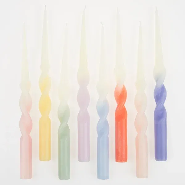 Set candele da tavolo Rainbow Twisted MeriMeri