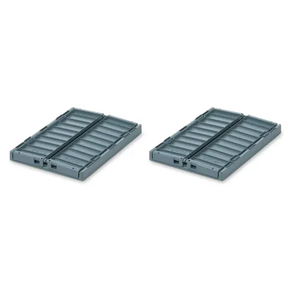 Set 2 contenitori giochi impilabili M Whale blue LIEWOOD