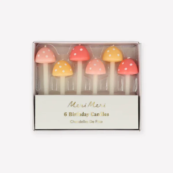 Set 6 candele Mushroom pastel MeriMeri