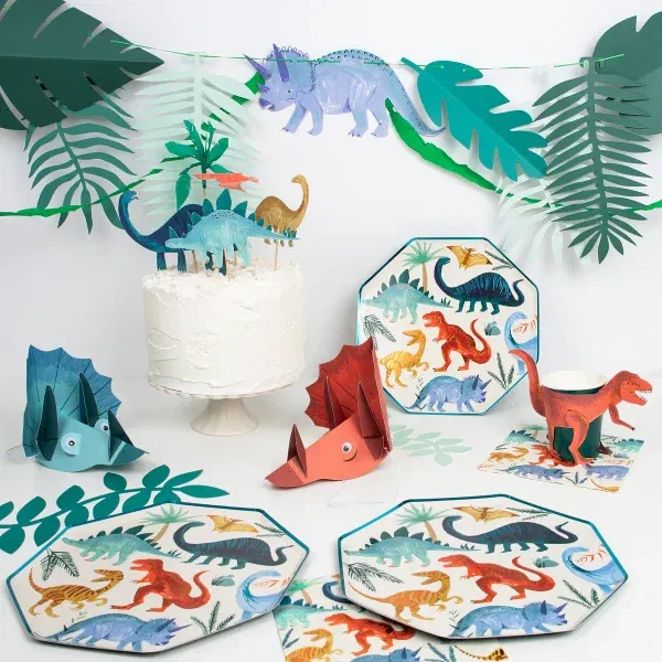 Set 8 Piatti esagonali Dinosaur Kingdom MeriMeri
