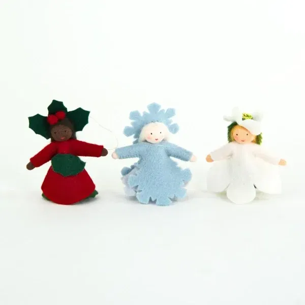 Figura Waldorf Fata da appendere Snow Crystal blu Ambro-dolls 35