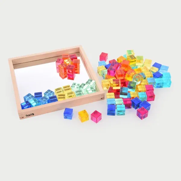 Set 100 cubi acrilici + vassoio specchio Tickit