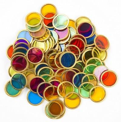 Set 100 monete metalliche arcobaleno Tickit