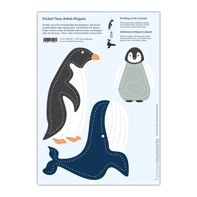 Cartolina A5 da punzonare Pinguini