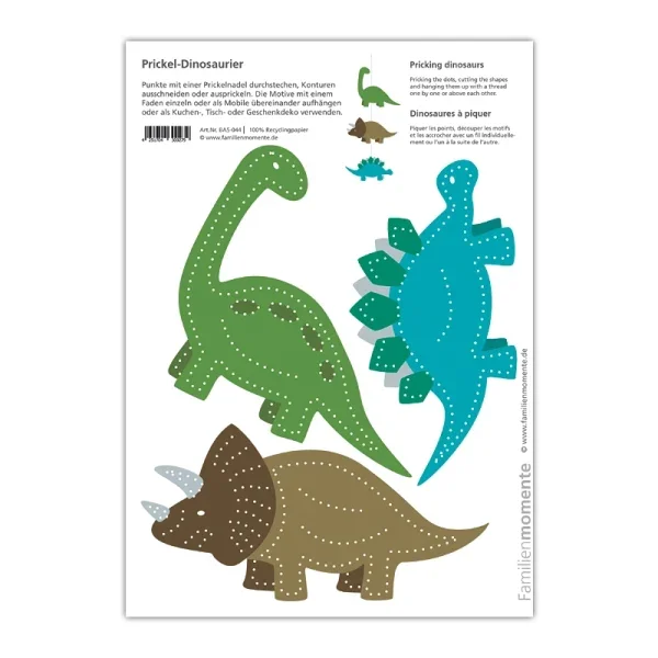 Cartolina A5 da punzonare Dinosauri