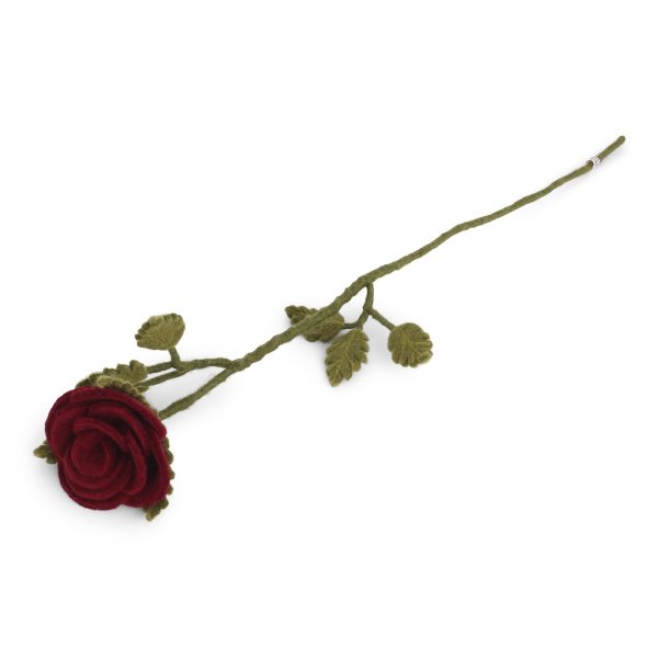 Fiore in feltro rosa rossa con foglie GRY & SIF