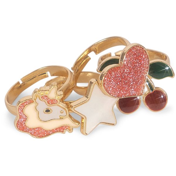 Set 12 anelli bambini glitter Konges sløjd