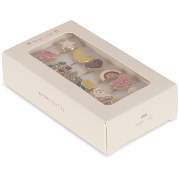 Set 12 anelli bambini glitter Konges sløjd