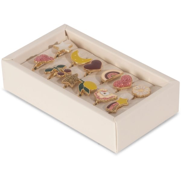 Set 12 anelli bambini glitter Konges sløjd