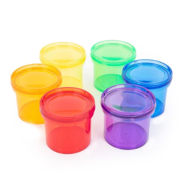 Set 6 barattoli traslucidi arcobaleno con coperchi ingranditori Tickit