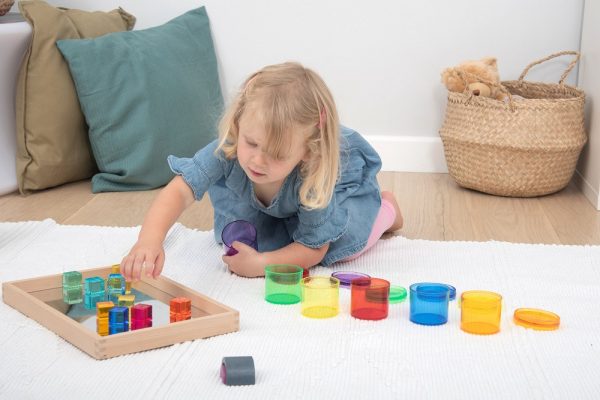 Set 6 barattoli traslucidi arcobaleno con coperchi ingranditori Tickit