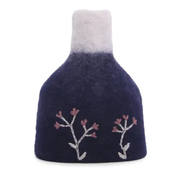 Vaso in feltro ricamato blu GRY & SIF