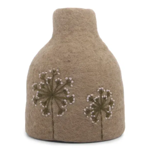 Vaso in feltro ricamato ocra GRY & SIF