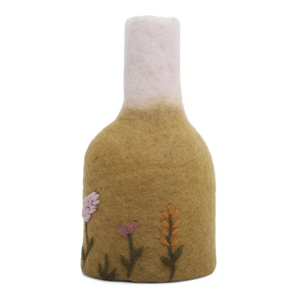 Vaso in feltro ricamato senape GRY & SIF