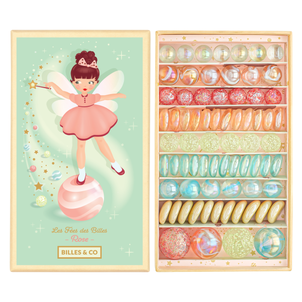 Scatola grande biglie Rose Fairy Billes & co