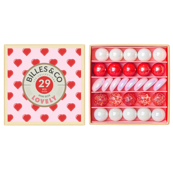 Scatola mini biglie vintage Love Billes & co