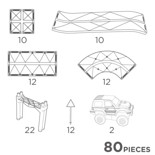 Cleverclixx costruzioni magnetiche Large Race Track Pastel 80 pezzi